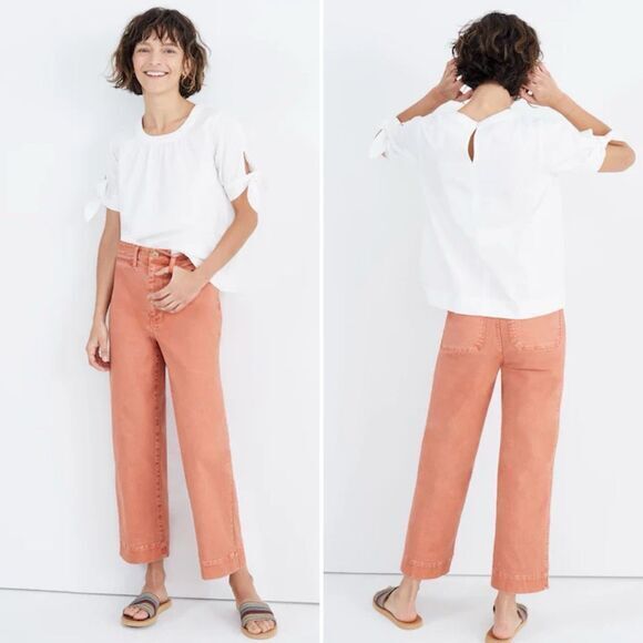 Madewell Pants - Madewell Slim Emmett Wide-Leg Crop Pants in Sweet Dahlia Pink Size 28